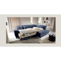Canapé d'angle Bleu 5 places angle droit confort modulable INFERNO 