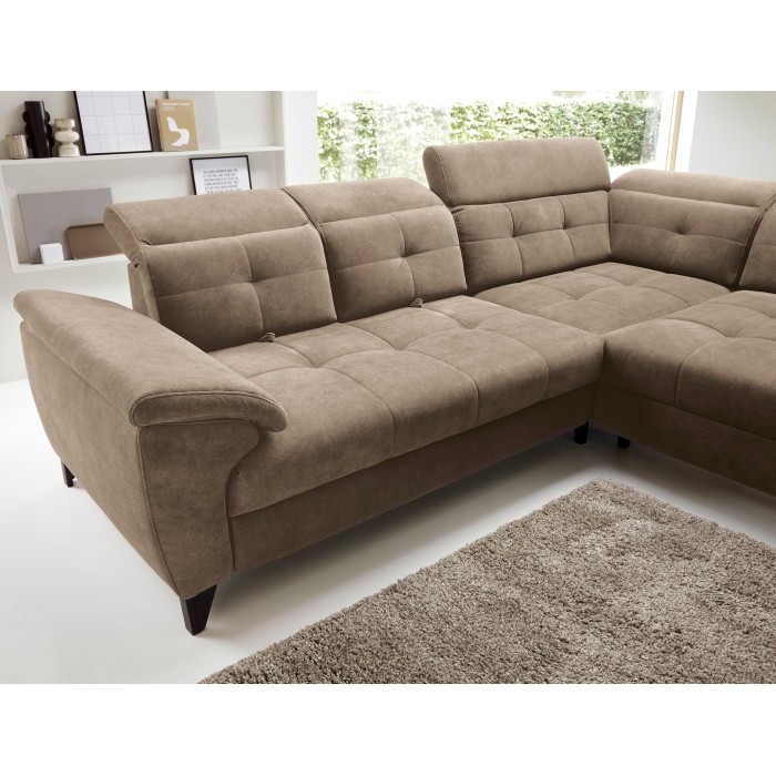 Canapé d'angle Beige 5 places angle droit méridienne confort INFERNO