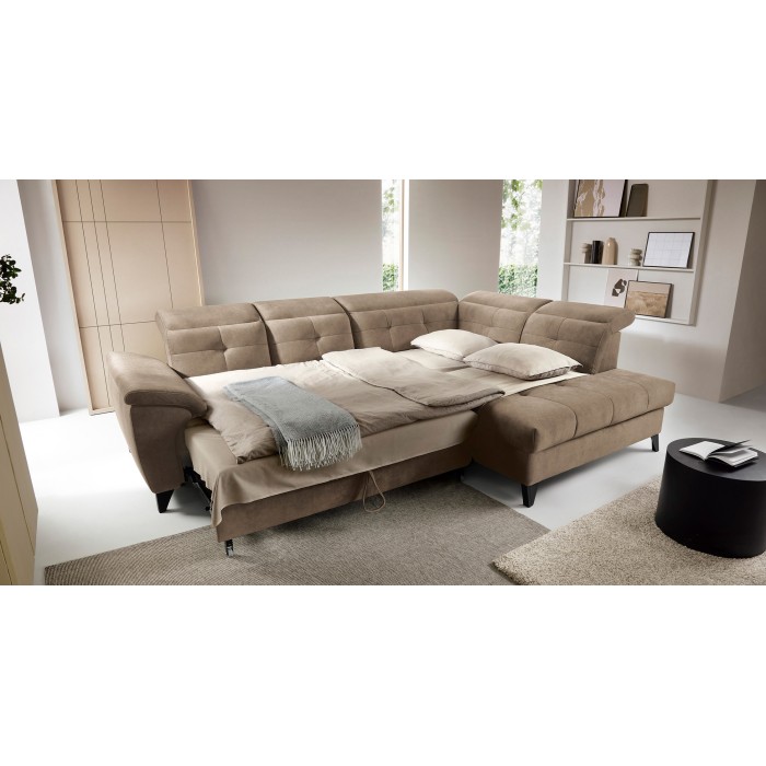 Canapé d'angle Beige 5 places angle droit méridienne confort INFERNO