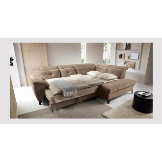 Canapé d'angle Beige 5 places angle droit méridienne confort INFERNO