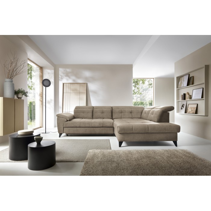 Canapé d'angle Beige 5 places angle droit méridienne confort INFERNO