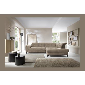 Canapé d'angle Beige 5 places angle droit méridienne confort INFERNO