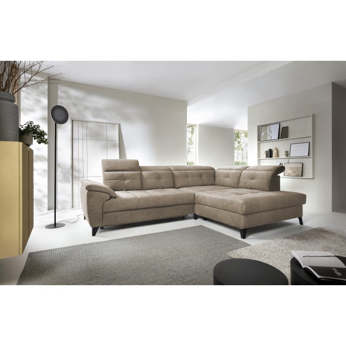 Canapé d'angle Beige 5 places angle droit méridienne confort INFERNO
