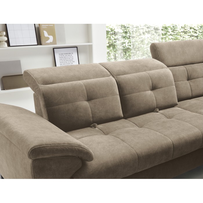 Canapé d'angle Beige 5 places angle droit méridienne confort INFERNO