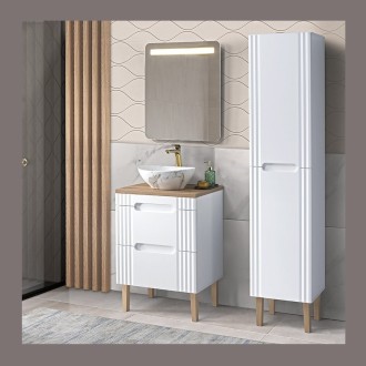 Plan para lavabo ICON 60,4 cm en MDF con aspecto de roble