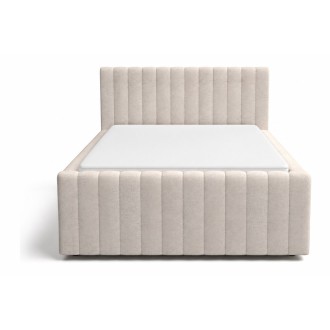 Lit simple ELORIA 120x200 en tissu bouclé beige avec tête de lit capitonnée
