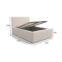 Lit simple ELORIA 120x200 en tissu bouclé beige avec tête de lit capitonnée