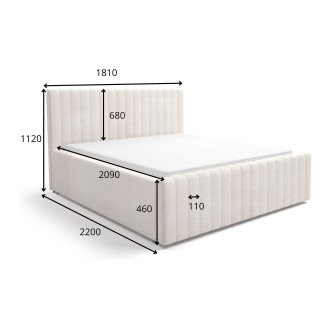 Tweepersoonsbed ELORIA 160x200 in beige bouclé stof met gecapitonneerd hoofdeinde