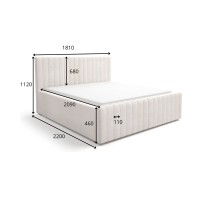 Lit double ELORIA 160x200 en tissu bouclé beige avec tête de lit capitonnée et sommier inclus
