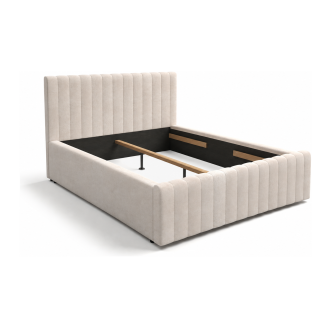 Letto matrimoniale ELORIA 180x200 in tessuto bouclé beige con testiera capitonnata