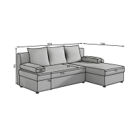 Divano ad angolo Grigio 3 posti 3 posti con contenitore 206x90x146cm GINA