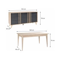 copy of Komplettes Esszimmer ISIS: Geschirrschrank, Buffet, Vitrine und ausziehbarer Tisch.