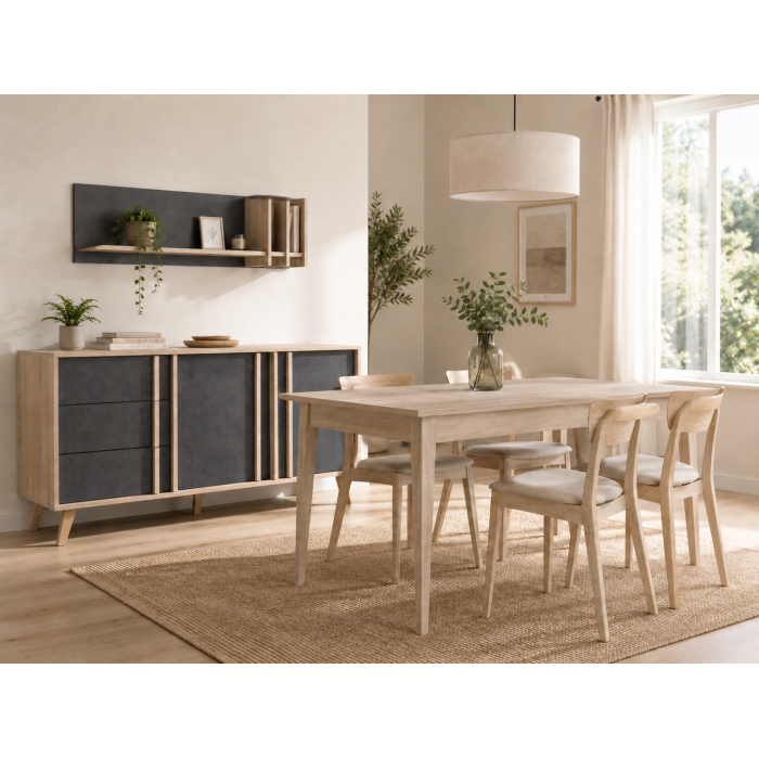 copy of Sala de comedor completa ISIS: Aparador, Bufé, Vitrina y Mesa Extensible.