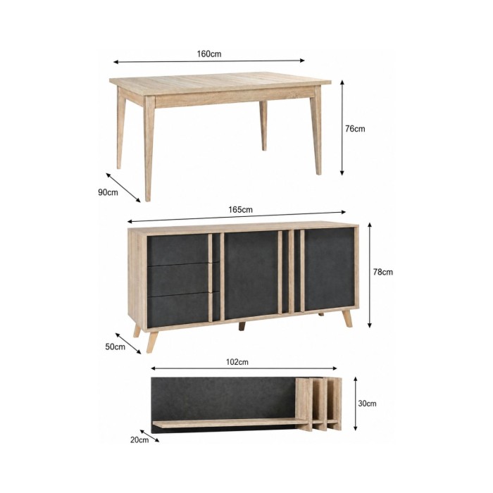 copy of Sala de comedor completa ISIS: Aparador, Bufé, Vitrina y Mesa Extensible.