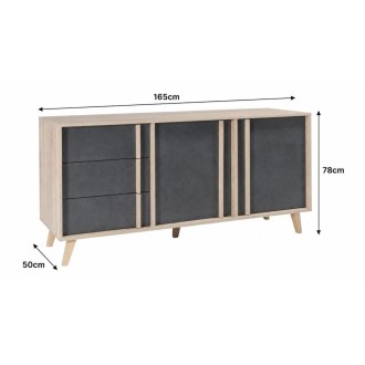 Buffet MALMO gris 165cm dimensions