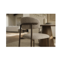 Lot de 2 chaises ELEA en tissu texturé beige et pieds métal marron – Style contemporain