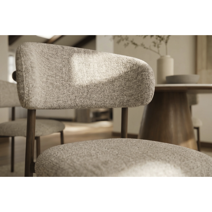 Lot de 2 chaises ELEA en tissu texturé beige et pieds métal marron – Style contemporain