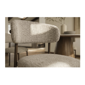Lot de 2 chaises ELEA en tissu texturé beige et pieds métal marron – Style contemporain