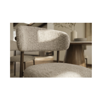 Lot de 2 chaises ELEA en tissu texturé beige et pieds métal marron – Style contemporain