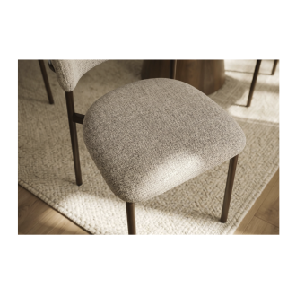 Lot de 2 chaises ELEA en tissu texturé beige et pieds métal marron – Style contemporain