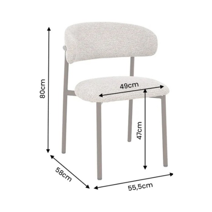 Lot de 2 chaises ELEA en tissu texturé beige et pieds métal marron – Style contemporain