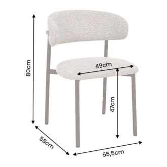Lot de 2 chaises ELEA en tissu texturé beige et pieds métal marron – Style contemporain