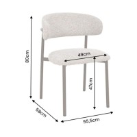 Lot de 2 chaises ELEA en tissu texturé beige et pieds métal marron – Style contemporain