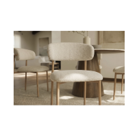Lot de 2 chaises ELEA en tissu texturé beige et pieds métal effet bois clair – Style contemporain