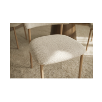 Lot de 2 chaises ELEA en tissu texturé beige et pieds métal effet bois clair – Style contemporain