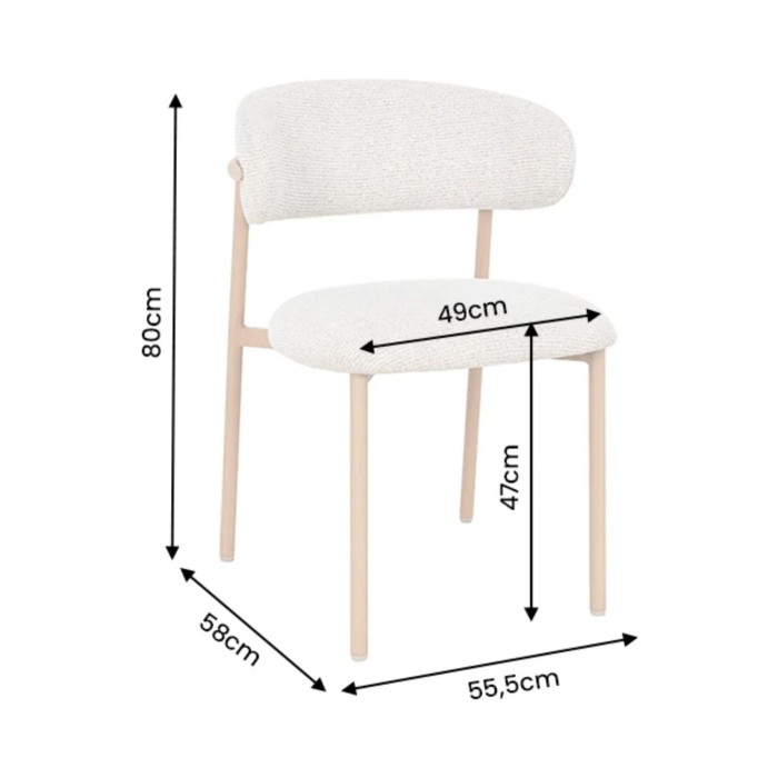 Lot de 2 chaises ELEA en tissu texturé beige et pieds métal effet bois clair – Style contemporain