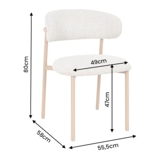 Lot de 2 chaises ELEA en tissu texturé beige et pieds métal effet bois clair – Style contemporain