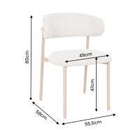 Lot de 2 chaises ELEA en tissu texturé beige et pieds métal effet bois clair – Style contemporain