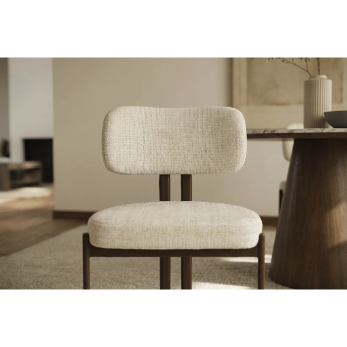 Chaise LORETO beige crème et marron foncé vue de face