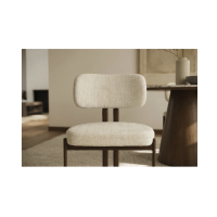 Chaise LORETO beige crème et marron foncé vue de face