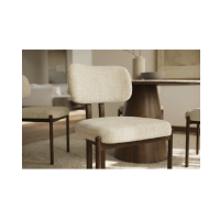 Chaise LORETO beige crème et marron foncé vue de côté
