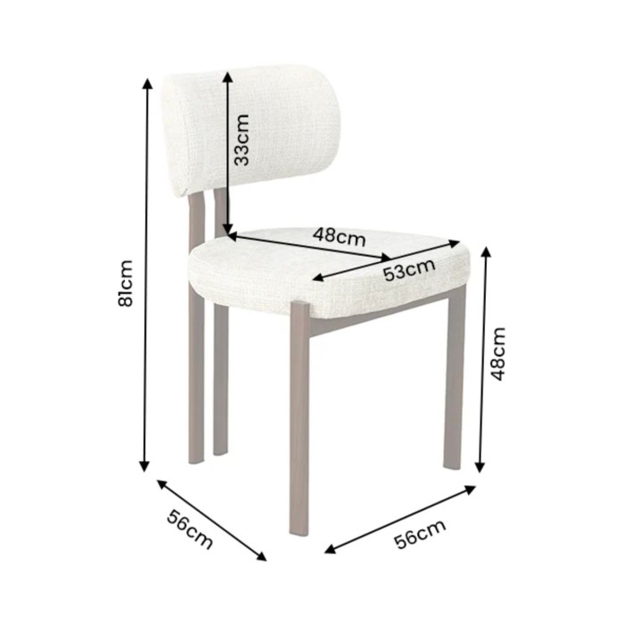 Chaise LORETO beige crème et marron foncé dimensions