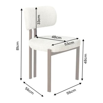 Chaise LORETO beige crème et marron foncé dimensions