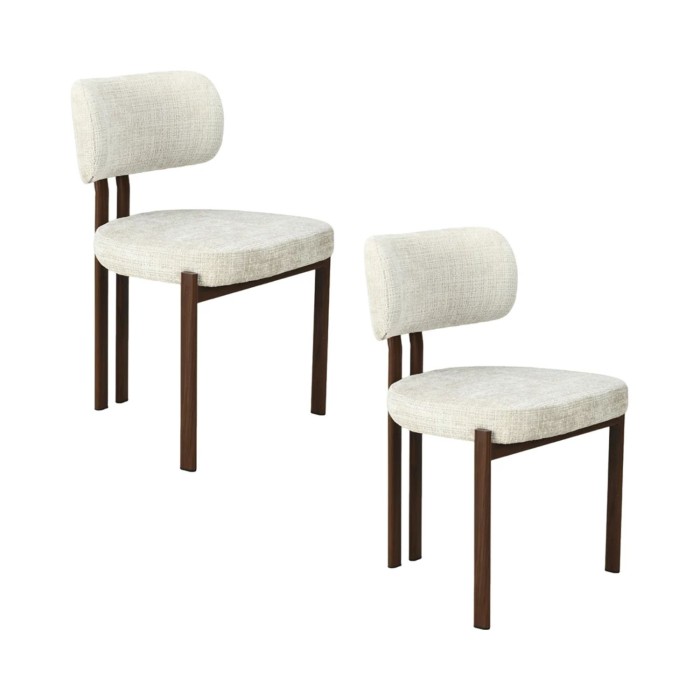 Lot de 2 chaises LORETO beige crème et marron foncé