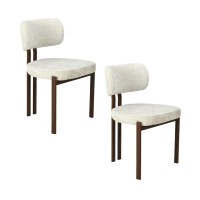 Lot de 2 chaises LORETO beige crème et marron foncé