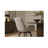 Lot de 2 chaises design SORRANO pivotantes à 360° en tissu tweed taupe et pieds en chêne foncé
