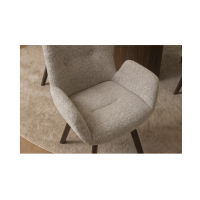 Lot de 2 chaises design SORRANO pivotantes à 360° en tissu tweed taupe et pieds en chêne foncé
