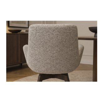 Lot de 2 chaises design SORRANO pivotantes à 360° en tissu tweed taupe et pieds en chêne foncé