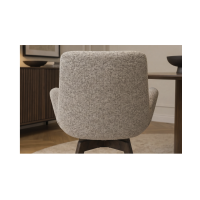 Lot de 2 chaises design SORRANO pivotantes à 360° en tissu tweed taupe et pieds en chêne foncé