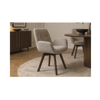 Lot de 2 chaises design SORRANO pivotantes à 360° en tissu tweed taupe et pieds en chêne foncé
