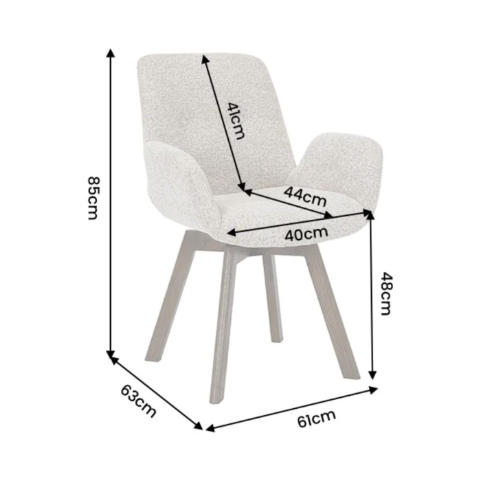 Lot de 2 chaises design SORRANO pivotantes à 360° en tissu tweed taupe et pieds en chêne foncé
