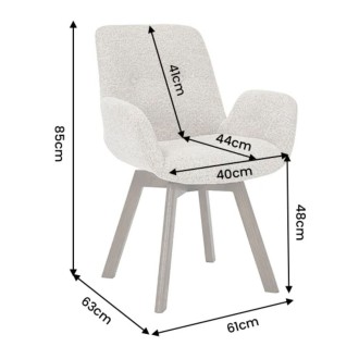 Lot de 2 chaises design SORRANO pivotantes à 360° en tissu tweed taupe et pieds en chêne foncé