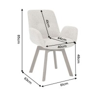 Lot de 2 chaises design SORRANO pivotantes à 360° en tissu tweed taupe et pieds en chêne foncé