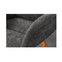 Lot von 2 SORRANO Designstühlen, 360° drehbar, in dunkelgrauem Bouclé-Stoff und mit hellen Eichenfüßen