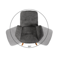Lot von 2 SORRANO Designstühlen, 360° drehbar, in dunkelgrauem Bouclé-Stoff und mit hellen Eichenfüßen