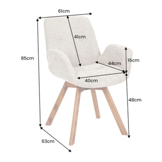 Lot de 2 chaises design SORRANO pivotantes à 360° en tissu bouclette vert menthe et pieds en chêne clair